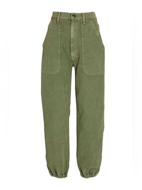 MOTHER Denim The Wrapper Patch Springy Ankle Pants in Chalk Avocado Green 25